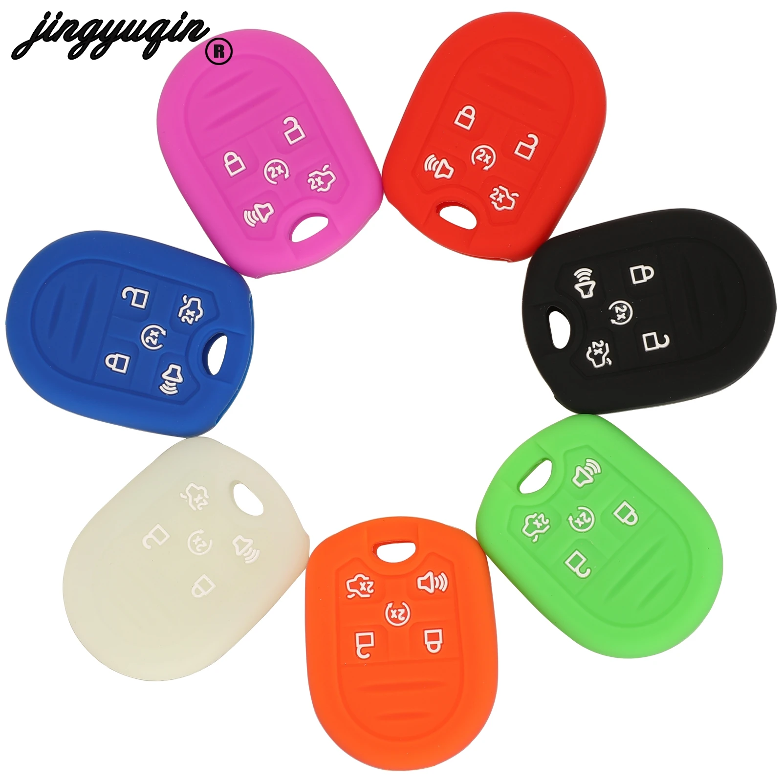 Jingyuqin 10 Pz Per Ford Expedition Explorer Flex Taurus Lincoln Mkz Navigator Remote Car Key Case Cover In Silicone 5 Pulsanti Fob