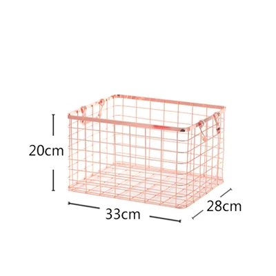 Nordic розовое золото металлическая корзина Портативный корзины для хранения грязная одежда для ванной комнаты рамки офисная Золотой разное Организатор Корзина - Цвет: Rose Gold M