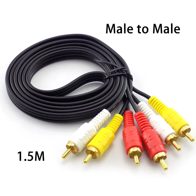 1,5 M 3 RCA toma de corriente macho a macho música de Audio Video AV Cable de conector 3X RCA venta al por menor de Cable para Sonido de TV altavoces