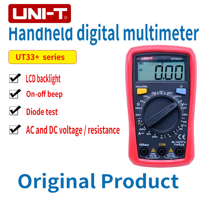 UT33C Uni-t UT33+ mini UT33A/B/C/D+ цифровой мультиметр Авто Диапазон размер ладони AC DC Вольтметр Амперметр измеритель емкости сопротивления - Цвет: UT33C