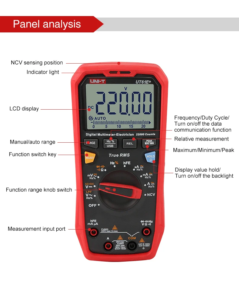 UNI-T Multimeter Digital UT61E Plus Series True RMS 1000V Auto Range Handheld Professional Tester Voltmeter multimeterAC/DC digital multimeter,multimeter tester