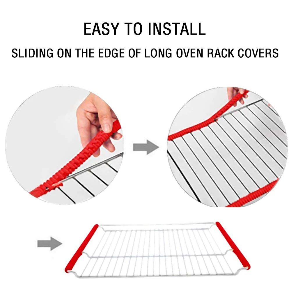 14 Inches Oven Rack Shields Heat Resistant Silicone Oven Rack Cover Long Edge Protector Protect Against Burns