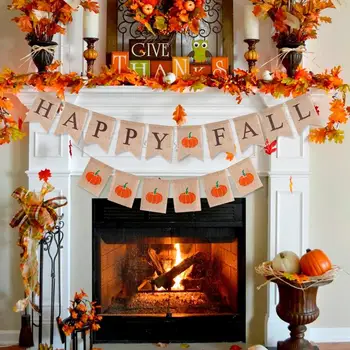 

HUIRAN Happy Fall Banner Halloween Pumpkin Catton Banner Autumn Decoration Happy Fall Yall Wedding Birthday Flag Banner Outdoor
