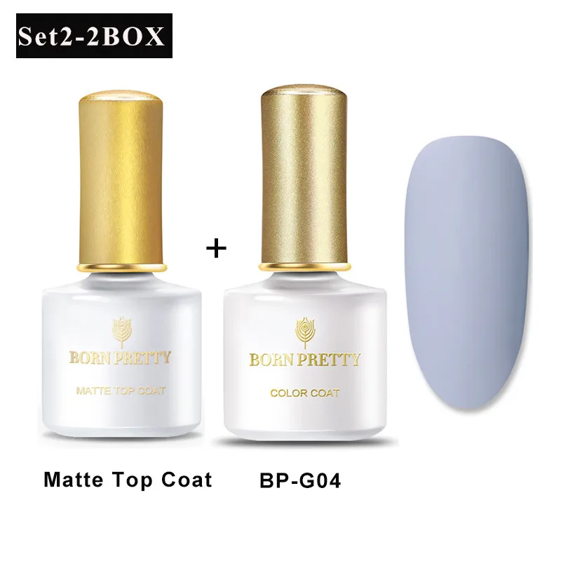 Set 2 BORN PRETTY, 60 цветов, Матовый УФ-гель для ногтей, 6 мл, чистый цвет для ногтей, матовое верхнее покрытие, впитывается, Гель-лак для ногтей, маникюрный лак - Цвет: Set 2
