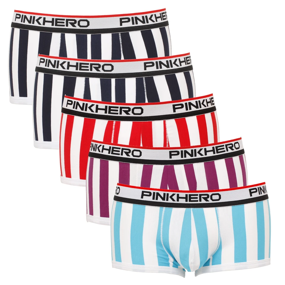 5pcs Lot Pink Heroes Striped Sexy Boys Underwear Boxer Men S