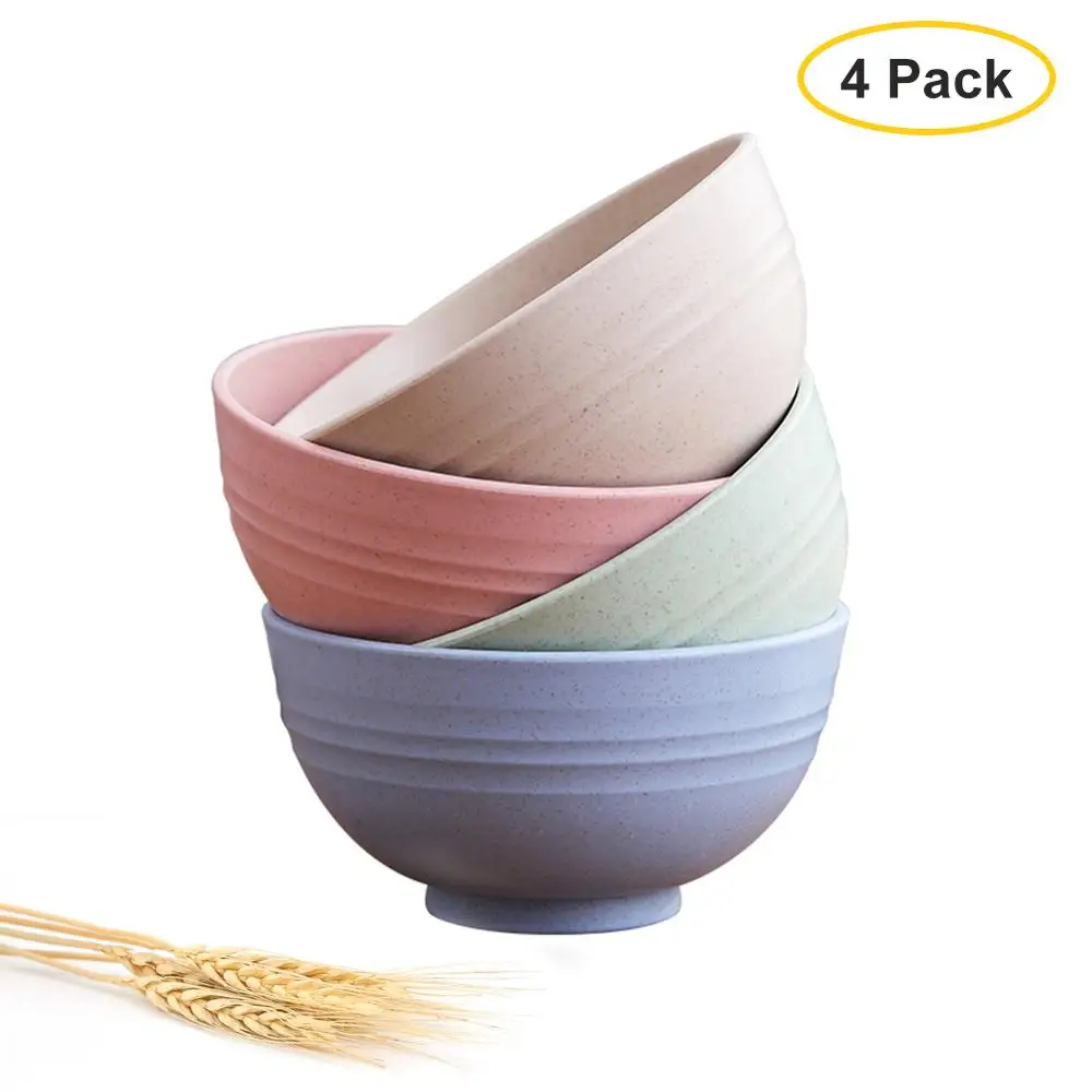 

4pcs/Set Unbreakable Wheat Straw Bowl Salad Noodle Soybean Dish Sauce Salt Snack Small Plate Kitchen Supplies