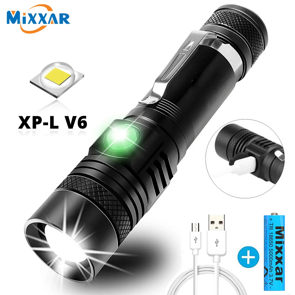 Z2 Ultra Bright LED Flashlight With XP-L V6 lamp bead Waterproof Torch Zoomable 4 lighting modes Multi-function USB charging | Лампы и