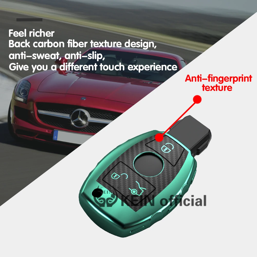 KEIN TPU 3D чехол для ключей из углеродного волокна для Mercedes-Benz A B C серии W201 W203 W204 C180 E200 защита для ключей авто аксессуары