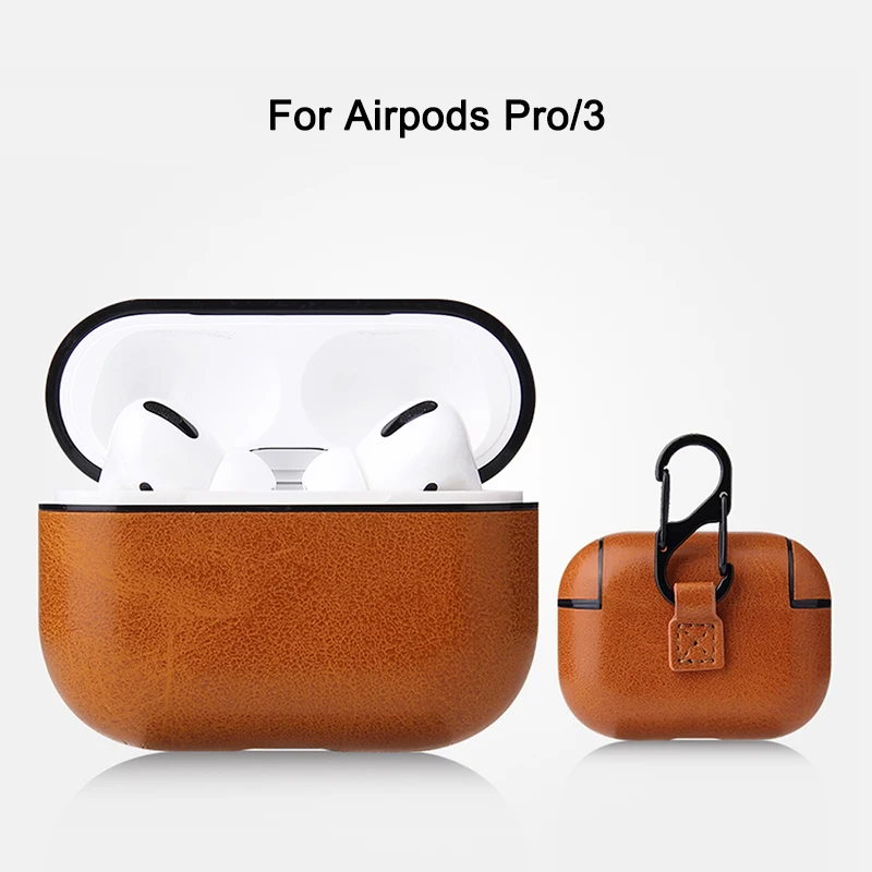 Роскошный кожаный чехол для Apple Airpods Pro, противоударный чехол для Air pods 3 Pro, защитный чехол на крючок для Airpods Pro 3 2 1, чехол