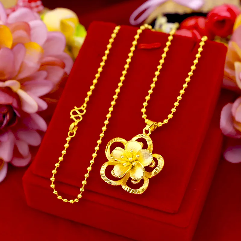 

999 Pure Gold Sunflower Pendant Sun Flower 3D Hard Gold 18K Gold AU750 Necklace Female Fine Christmas Gift Real Gold Jewelry