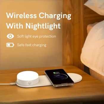 

OISLE Wireless Charger For iPhone X XS Max 8 Plus Fast Wireless Charging Pad For Samsung S9+ S8+ Note 9 Note 8 LED Night Light