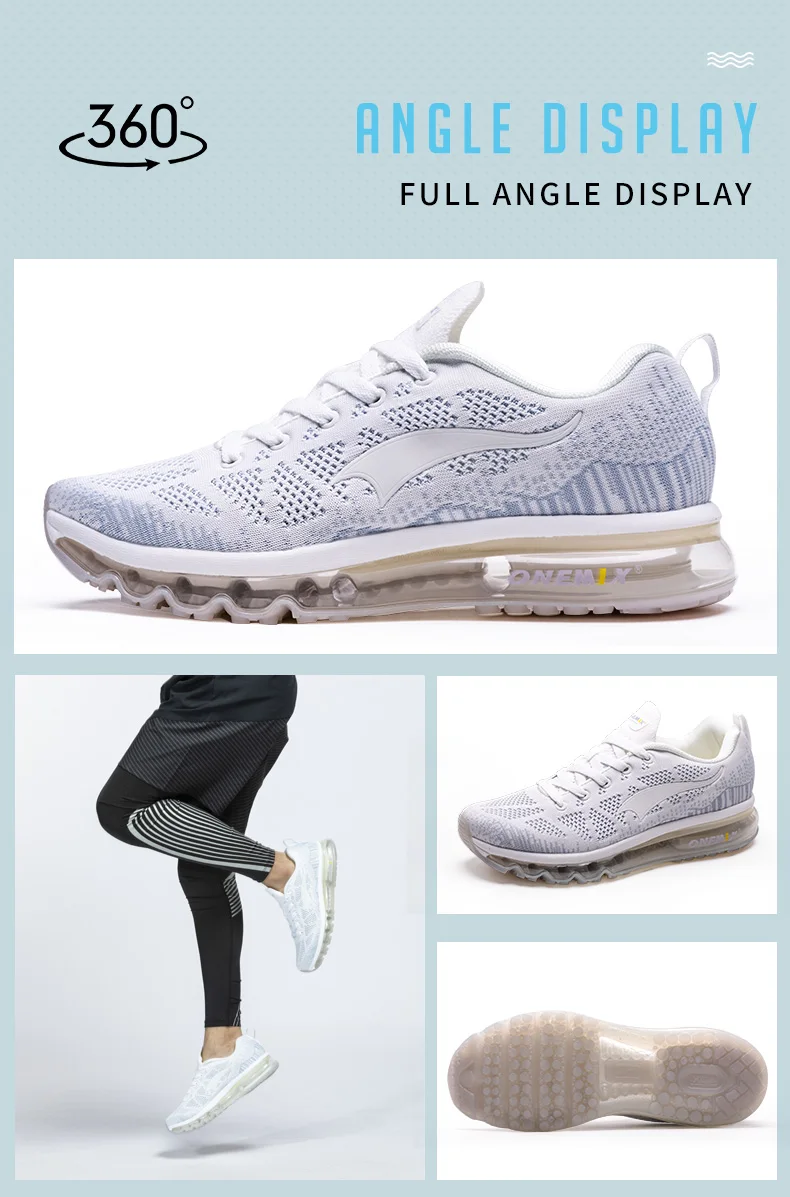 ONEMIX спортивная обувь для мужчин Мягкая воздушная подушка дышащая вязаная вамп мужская уличная спортивная обувь для бега Прогулочные кроссовки