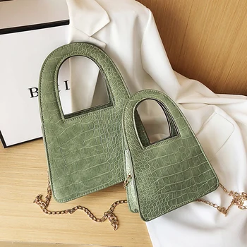 

Women Small Totes Alligator Pattern Bags For Women Mini Shoulder Bags PU Leather Retro Solid Color Messenger Chain Crossbody