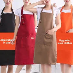 Thicken Apron with Buttons, Adjustable Kitchen Apron, Dirt-resistant Work Apron Kitchen Apron Cooking