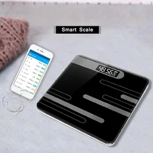 Escalas de gordura do corpo do banheiro escalas eletrônicas do agregado familiar escala de peso digital temperatura peso equilíbrio de dados saudável sincronização app