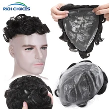 Rich Choices 30mm Men Toupee Wavy Hair Wig 0.04mm-0.05mm Thin Skin System Transparent Wig Pu Base 95% Density Hair Extensions