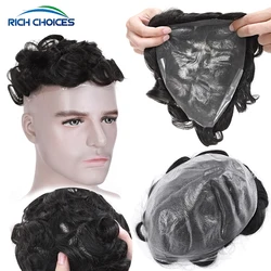 Rich Choices 30mm Men Toupee Wavy Hair Wig 0.04mm-0.05mm Thin Skin System Transparent Wig Pu Base 95% Density Hair Extensions