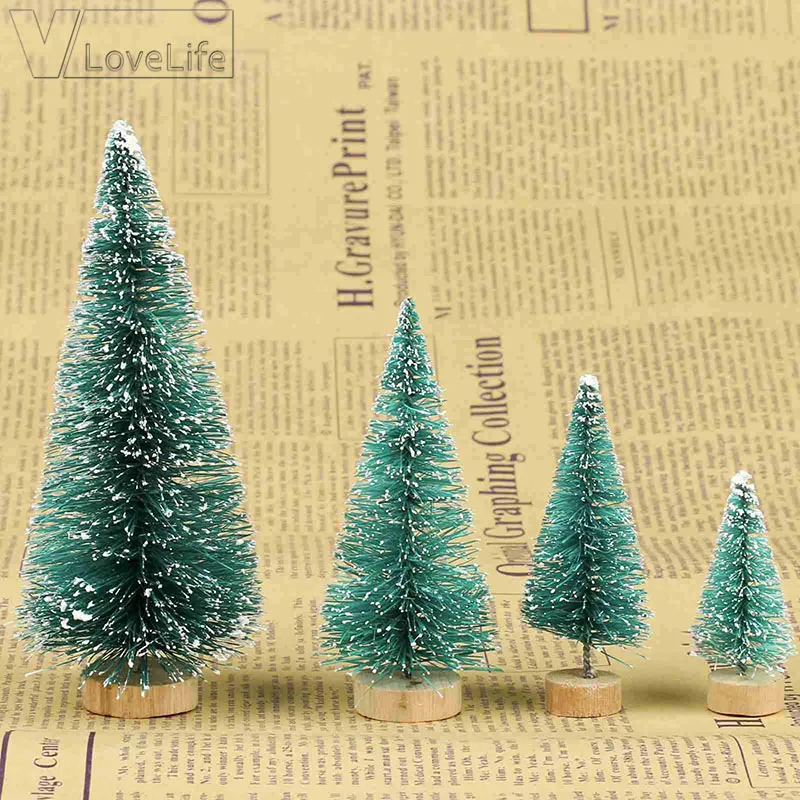 4 шт., четыре размера, маленькое мини-Елочное украшение, Ttree, украшение для стола, декоративные деревья, новогодний декор, сине-белое золото