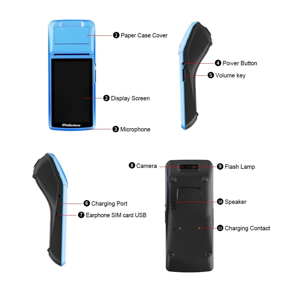 Веха термопринтер чековый счет сенсорный экран Bluetooth wifi GPRS POS машина USB SM Android портативный беспроводной MHT-V1s
