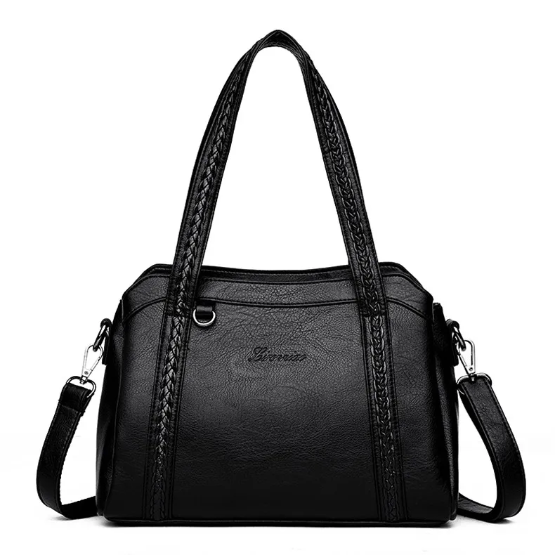 Классические женские сумки-мессенджеры, высокое качество, роскошные кожаные сумки, женские сумки, дизайнерские женские ручные сумки для женщин, Bolsa Sac - Цвет: BLACK