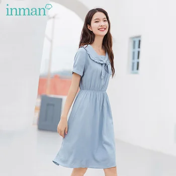 

INAMN Summer New Arrival Doll Bow Tie Collar Student Fit Shaped Sweet Dress