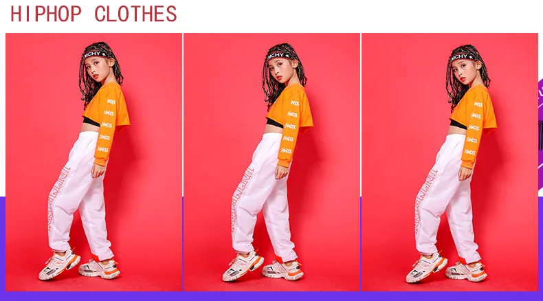 Kid Cool Hip Hop Clothing Hoodie Sweatshirt Shirt Top Crop Hollow Causal Pants for Girl Jazz Ballroom Dance Costume Clothes Wear (9)