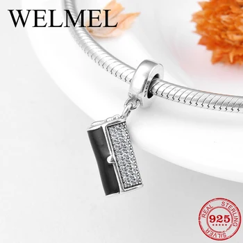 

Women Handbag CZ Charms 925 Sterling Silver Clutch Bag Pendants Fit Original Pandora Bracelet Necklace DIY Jewelry making