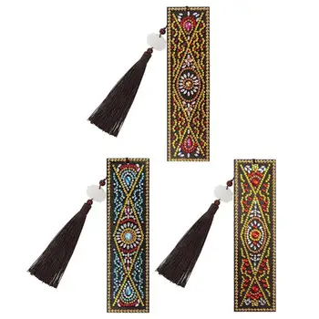 

DIY Special Shaped Diamond Painting Creative Leather Tassel Bookmark Gift Hand Craft Notebook Bookmarks with Tools