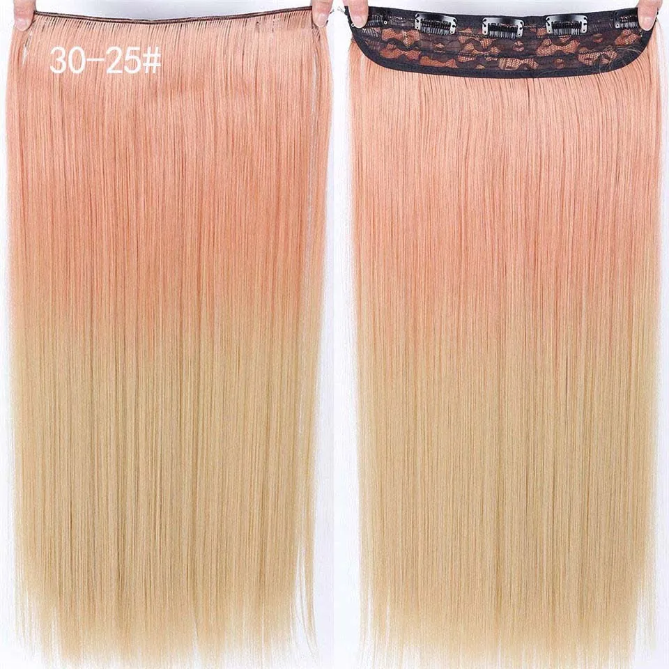 Allaosify 60 см Длинные Синтетические волосы на заколках для наращивания, термостойкие накладные волосы, натуральные волнистые накладные волосы - Цвет: 30-25