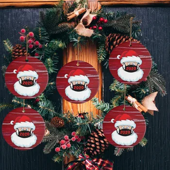 

30PCS 2020 Christmas Ornament Santa Wearing A Face Mask Decorate Christmas Tree Pendant Home Decorations