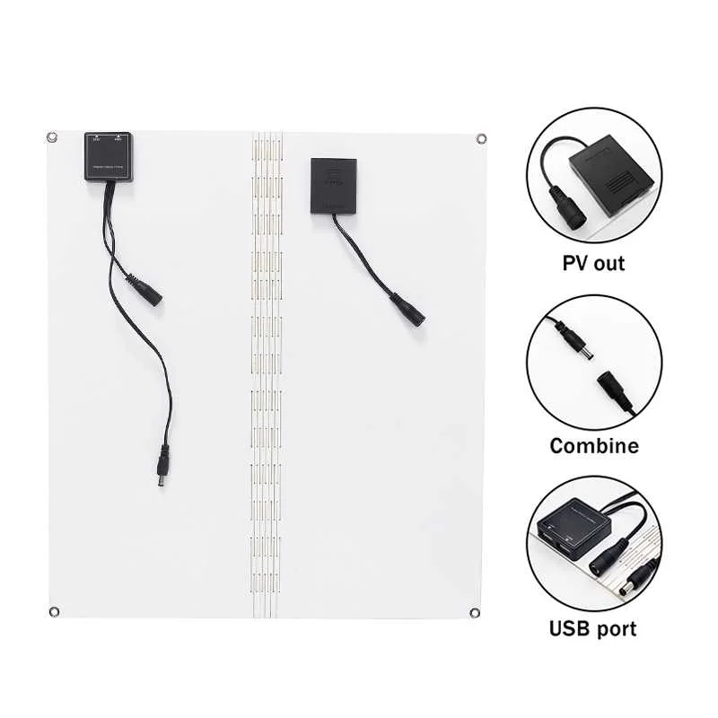 Складная солнечная панель 60 Вт 18 в полугибкая монокристаллическая портативная солнечная батарея своими руками модуль Кабельный разъем зарядное устройство