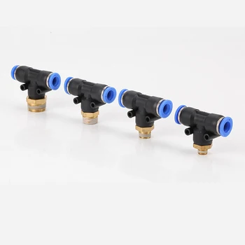 

Air Connector Fitting T Shape Tee 6mm 8mm 10mm 12mm 4mm Hose Pipe to 1/8" 1/4" M5 3/8" 1/2" BSPT Male Thread Pneumatic Coupler