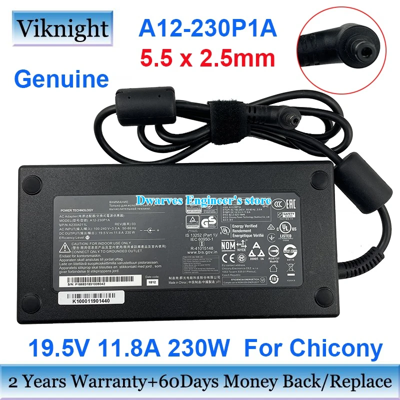 Натуральная A12 230P1A 19 5 V 11.8A 230W Мощность Зарядное устройство адаптер Chicony ADP 230EB T A17