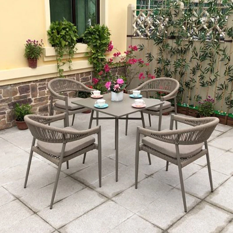 Outdoor Seating Chairs Rope Chair Garden Furniture Set With Table For Balcony Patio Minimalist Кресло Chaise Jardin Ext&eacute;rieur
