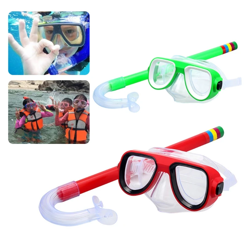 Children Kids Snorkel Set Scuba Snorkeling Mask Swimming Goggles Glasses with Dry Snorkels Tube Equipment Diving Gear