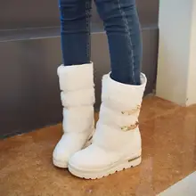 Зимние сапоги, увеличивающие рост теплые хлопковые сапоги женские сапоги до колена на танкетке и платформе сапоги на меху, большие размеры 35-43