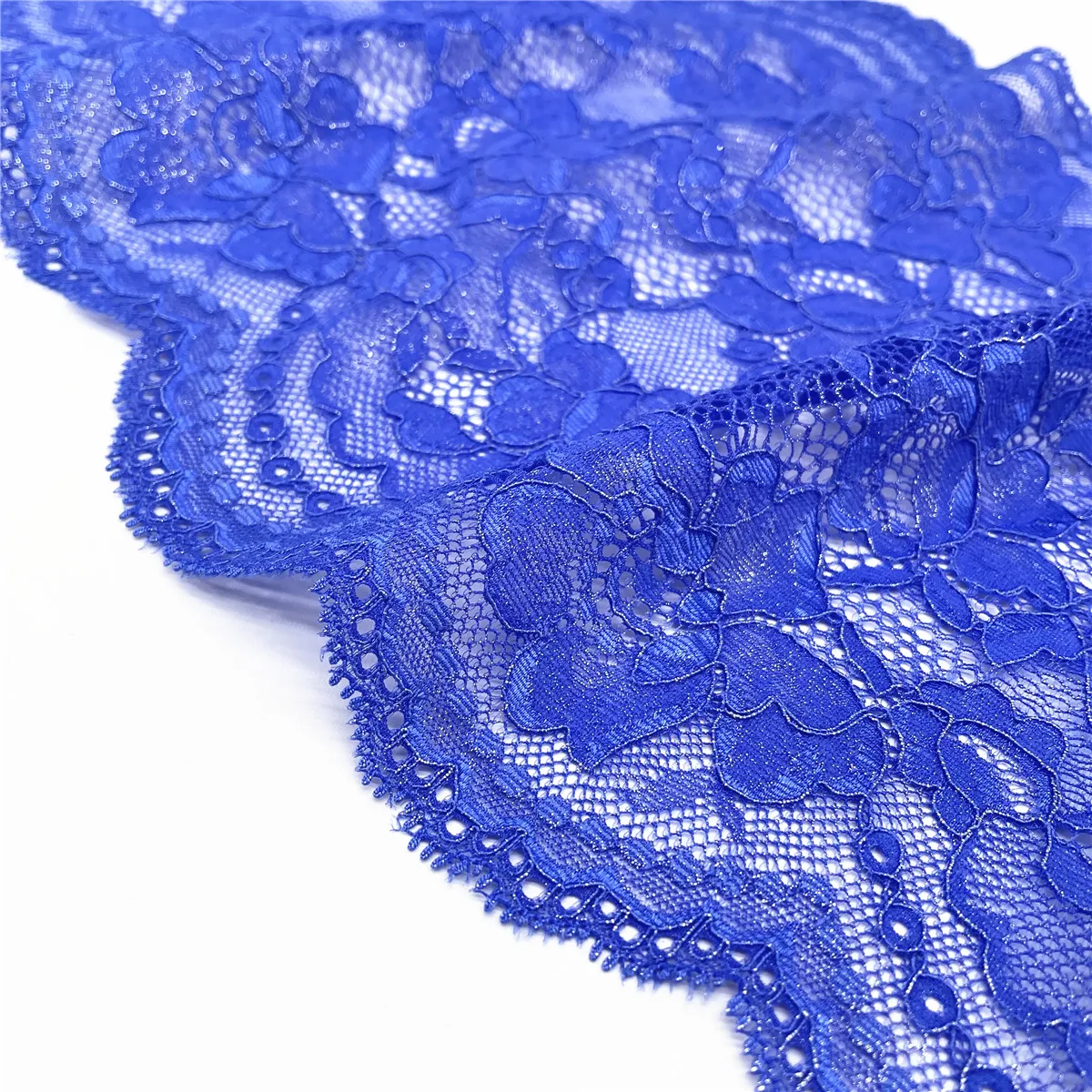 3y/lot Width 22.50cm Blue With Foil Shiny Elastic Stretch Lace Trims 3