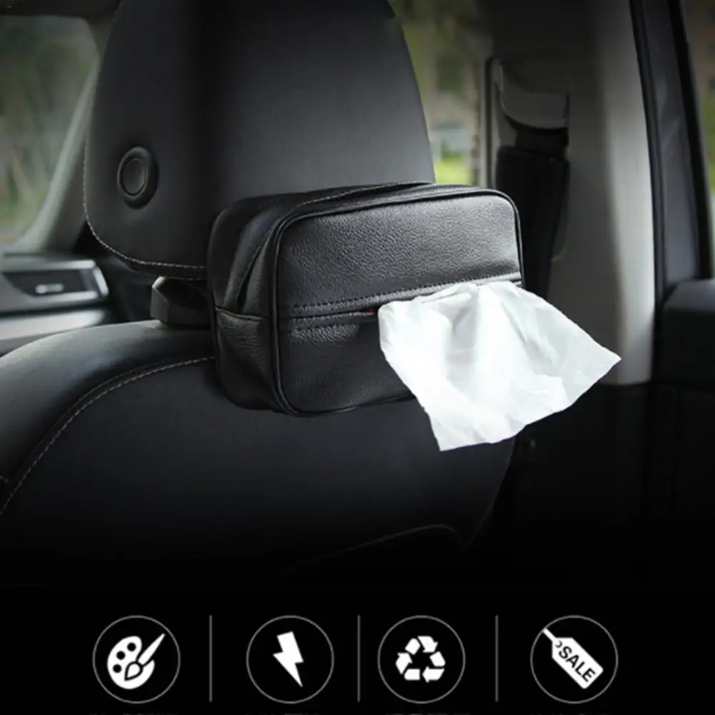 

New Universal Car Tissue Box Auto Tissue Holder PU Leather Backseat Tissue Box Organizer Storage Car Interior Accessories