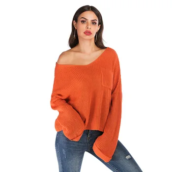 

6133 # WOMEN'S Dress Autumn And Winter Bat Sleeve Sweater Laziness-Style Pullover Knit