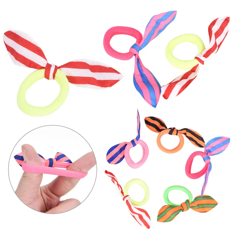 Резинки для волос 5 шт. резинки в полоску с кроличьими ушками |