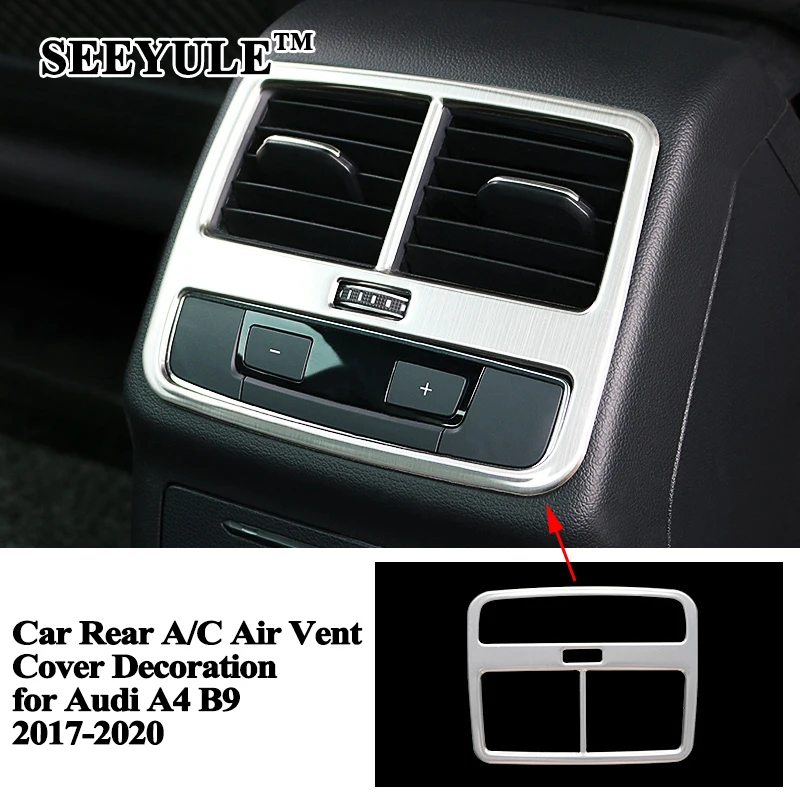 

1pc SEEYULE Car Rear Back A/C Air Vent Frame Cover Decoration Sequin Trim Sticker Styling Accessories for Audi A4 B9 2017-2020