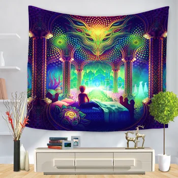 

Cartoon Watercolor Painting Cloth Psychedelic Tapestry Wall Hanging Polyester Thin Couch Blanket Art Wall Carpets Yoga Shawl Mat
