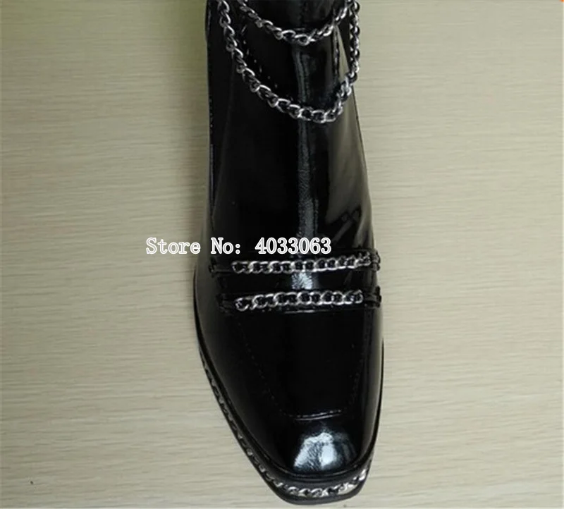 Botas Mujer/женские ботинки Осень-зима ботинки на высоком каблуке с круглым носком и цепочкой сандалии на блочном каблуке обувь Martin