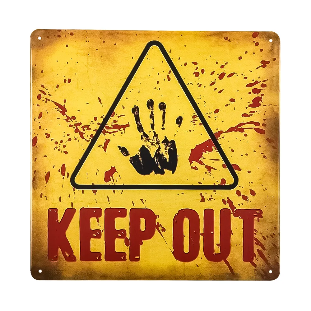 Halloween Warning Sign Enter At Own Risk Decoration Haunted House 