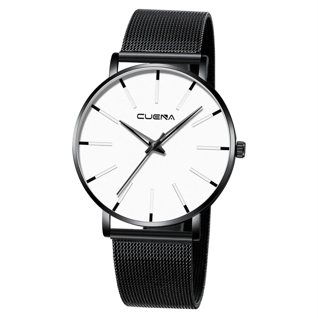 black white CUENA часы мужские Relogio Роскошные Reloj Hombre кварцевые часы из нержавеющей стали Циферблат повседневные наручные часы reloj hombre - Цвет: black white