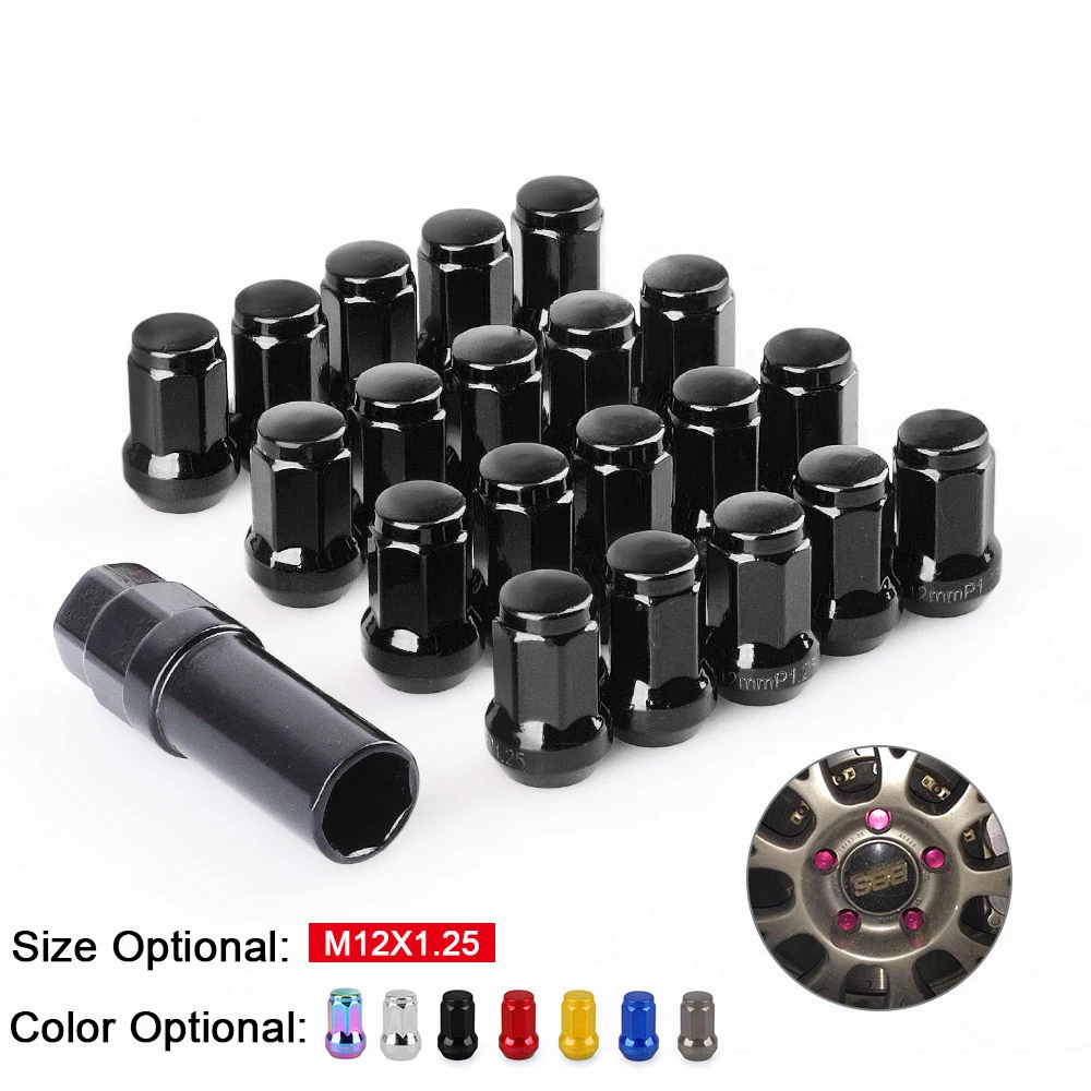 20PCSM1215M12125IronHeptagonalWheelRaysLockLugNutsLength