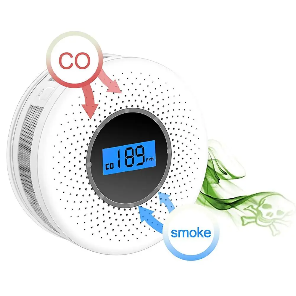 En venta Detector de humo Gas CO monóxido de carbono Sensor de voz a Led 2 en 1 sonido fuego sistema de seguridad de alarma de 2020 recién llegados VRM8A9lwwaV
