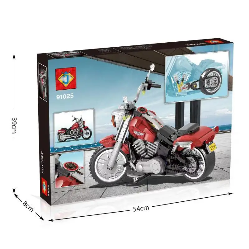 Новые игрушки для мальчиков с толстыми мотоциклами, совместимы с Technic harleying fatboy 10269, строительные блоки, игрушки для детей