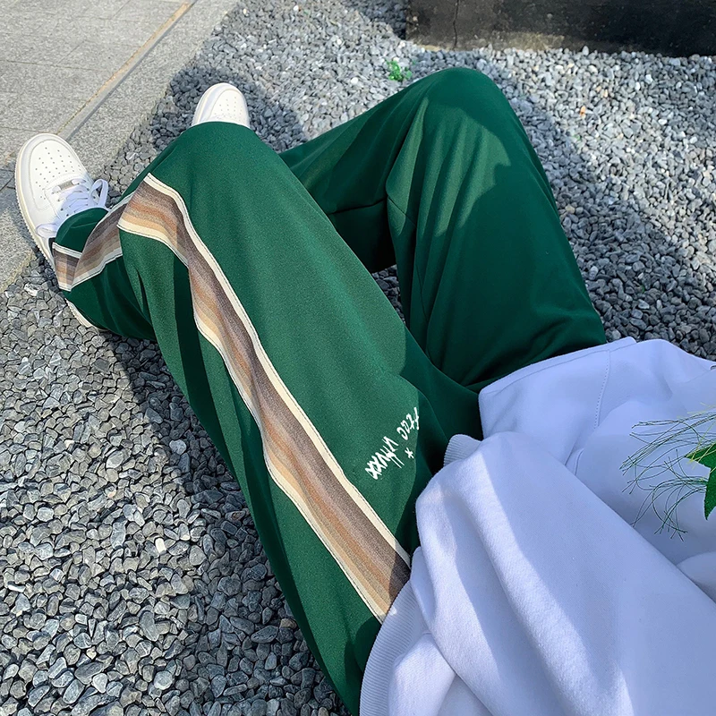 Spring/summer Men's High Street Fashion Casual tracksuit Men's Basic Side stripe wide leg breathable tracksuit Tracksuit wide leg pants wide leg sweatpants