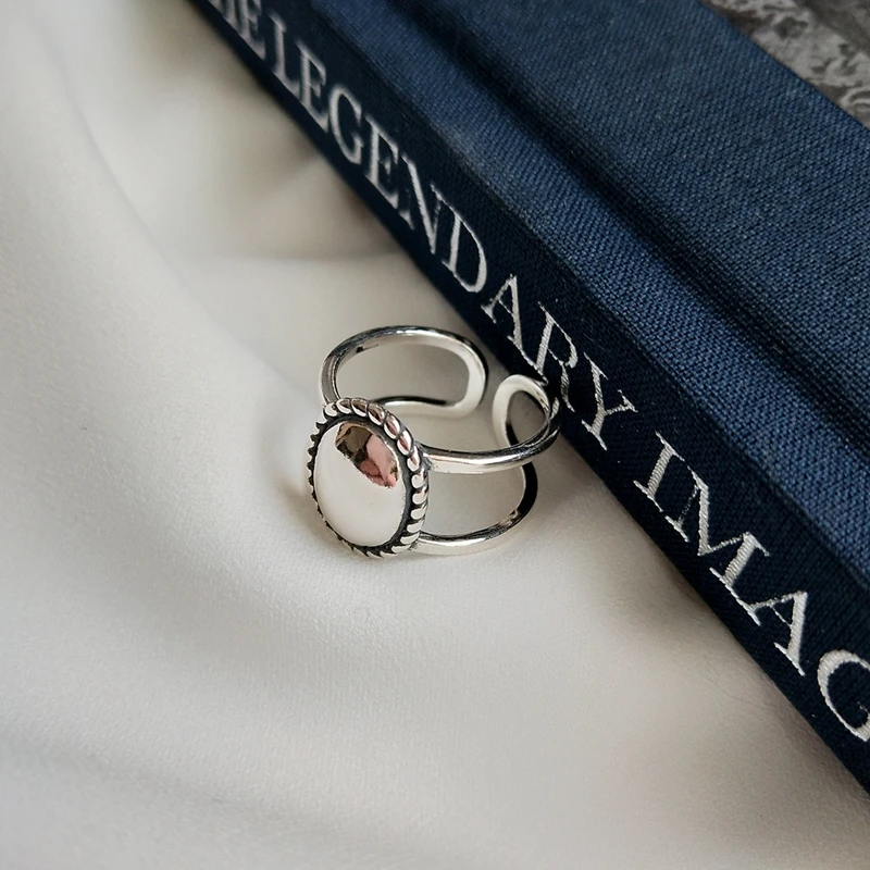 Silvology 925 пробы серебряные Овальные Глянцевые Кольца Серебряные темпераментные противотуманные поверхности Япония Корея кольца для женщин элегантные ювелирные изделия подарок